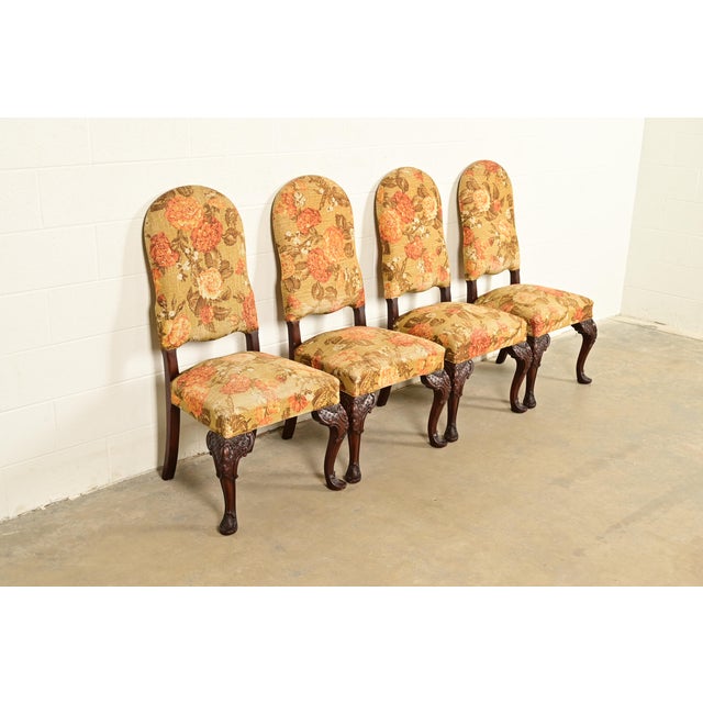 1920s Berkey & Gay Antique Chippendale Carved Walnut Dining Chairs, Set of Four For Sale - Image 5 of 13