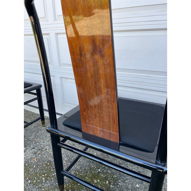 Wood 1980s Italian Postmodern Chinoiserie Dining Chairs Set of 6 For Sale - Image 7 of 12