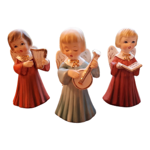 Vintage Norleans Ceramic Cherub Angel Figurines Set 3