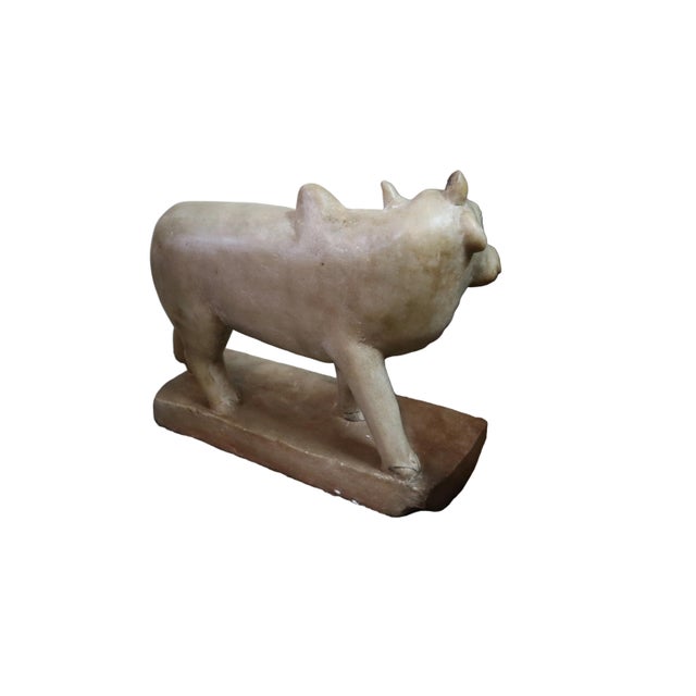 Hindu Hand Carved Marble Nandi Brahman Bull Statue For Sale - Image 4 of 14