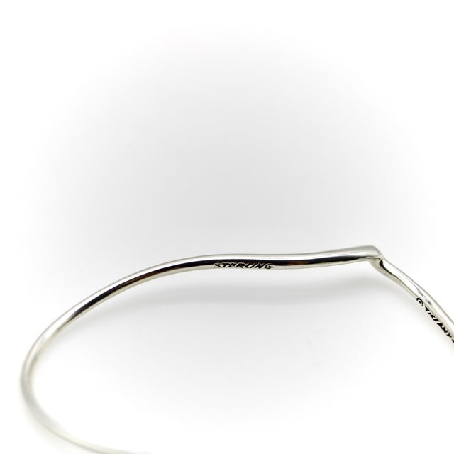 Silver Sterling Silver Elsa Peretti for Tiffany & Co. Open Heart Hoop Earrings For Sale - Image 8 of 10