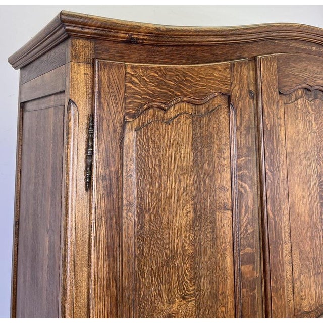 Vintage French Louis XVI Style Carved Oak 3-Door Wardrobe For Sale - Image 6 of 16