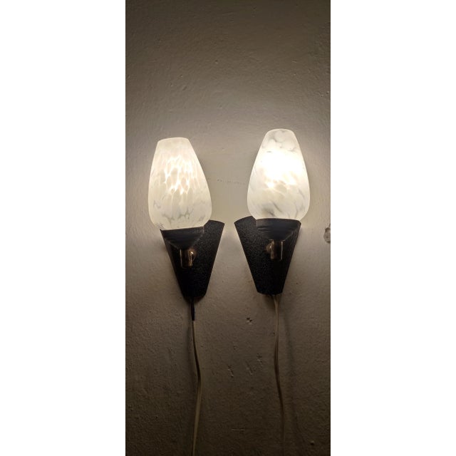 Black Metal and Glass Wall Appliques, Spain, 1970s, Set of 2 For Sale - Image 8 of 13