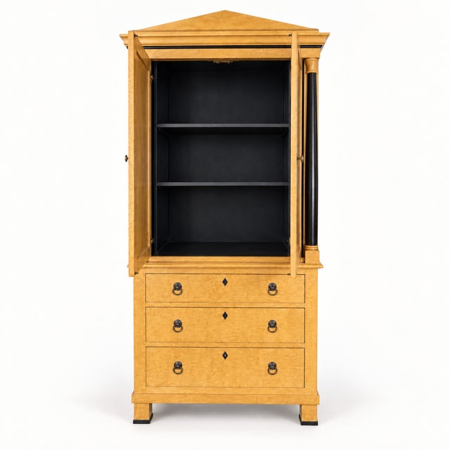 Late 20th Century 20th-C. Neoclassical Biedermeier Style Custom Maple Linen Press Cabinet Armoire For Sale - Image 5 of 6
