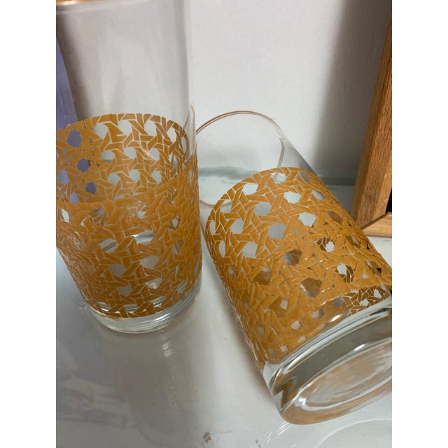 Wood Vintage Libbey Cane Glass Tumblers- a Pair For Sale - Image 7 of 8