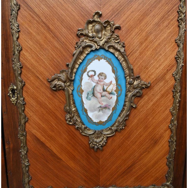 Napoleon III Kingwood Cabinet with Sevres Plaques Chest, 1860 For Sale - Image 3 of 18