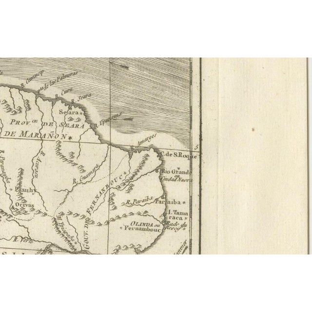 Gold Northern Brazil and Amazon Basin Enlightenment Map by Rigobert Bonne, 1780s For Sale - Image 8 of 12