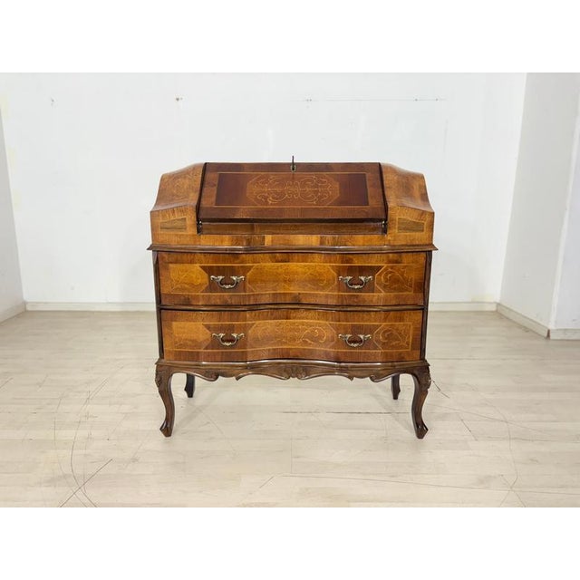 Baroque Writing Desk with Inlays, 1800s For Sale - Image 10 of 10
