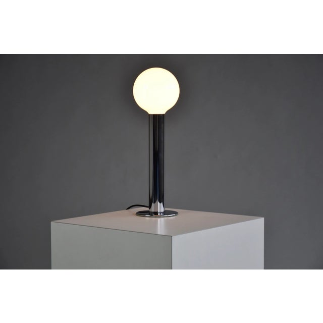 Minimalist Italian Chrome Cylinder Table Lamp, 1970s For Sale - Image 10 of 12