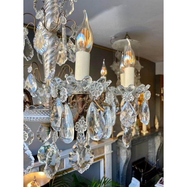 Antique French Chandelier in Bronze and Crystal, 1890 For Sale - Image 9 of 17