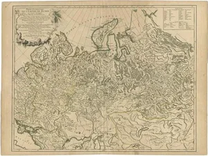 Antique Map of the Russian Empire in Europe by Vaugondy, 1750