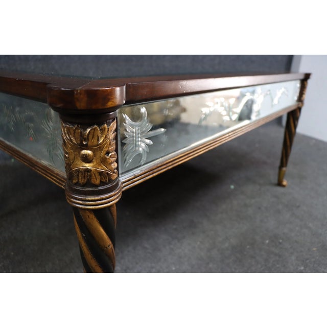 Early 21st Century Regency Style Mirrored & Brass Coffee Table For Sale - Image 5 of 8