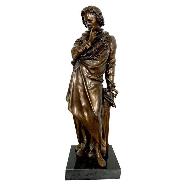 Metal 20th-Century French Bronze Beethoven Sculpture on Marble Base For Sale - Image 7 of 7