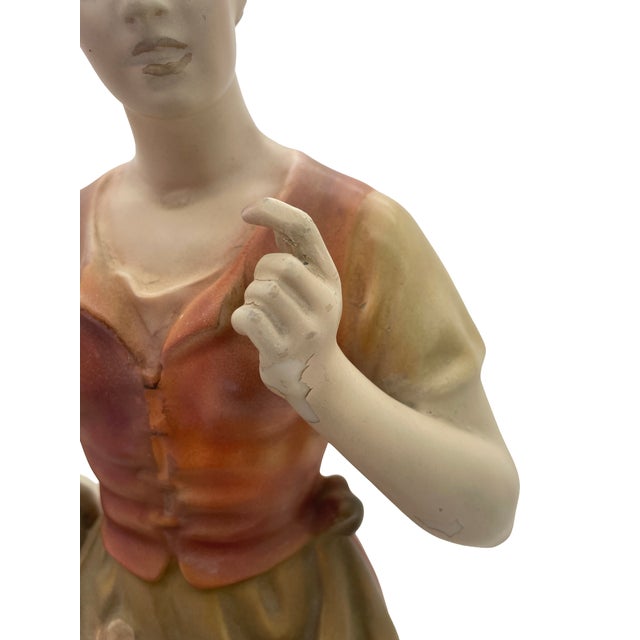 Ceramic Royal Dux Porcelain Harvest Figurines — A Pair For Sale - Image 7 of 17