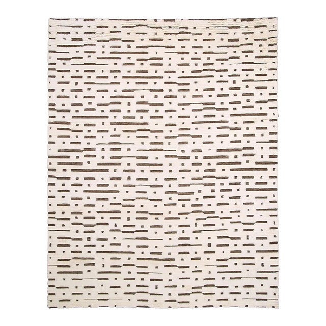 Schumacher Abstract Ikat 8' x 10' Rug in Ivory & Brown For Sale