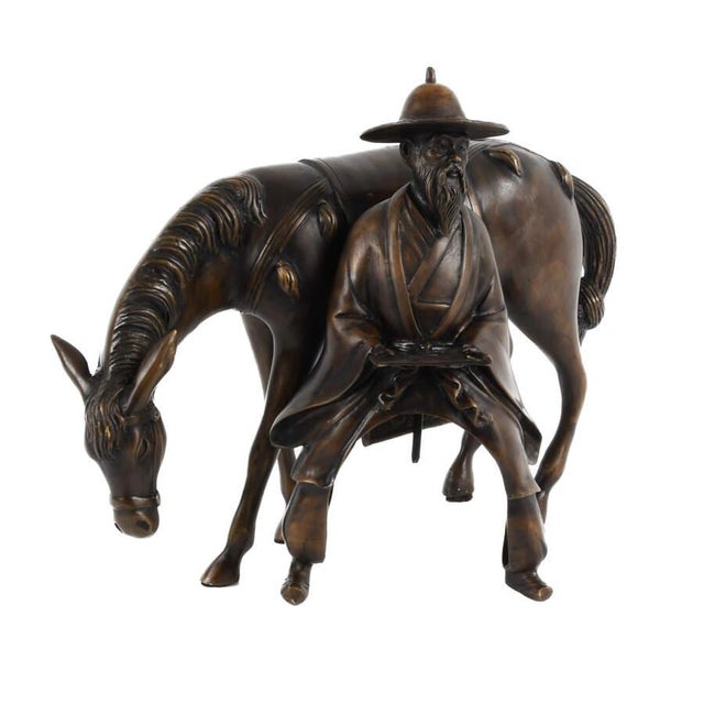 Metal Chinese Bronze Rider on Horseback Sculpture Figurine Equestrian Asian Art For Sale - Image 7 of 9