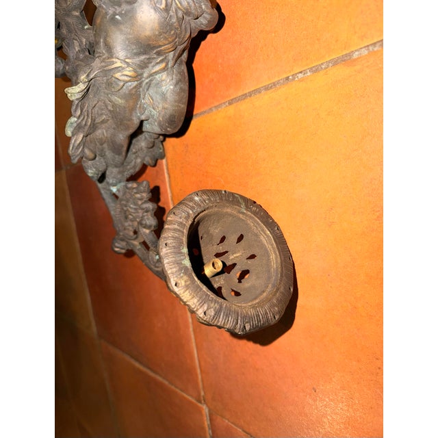 Antique Pair of Bronze Cherub Sconces For Sale In New York - Image 6 of 11