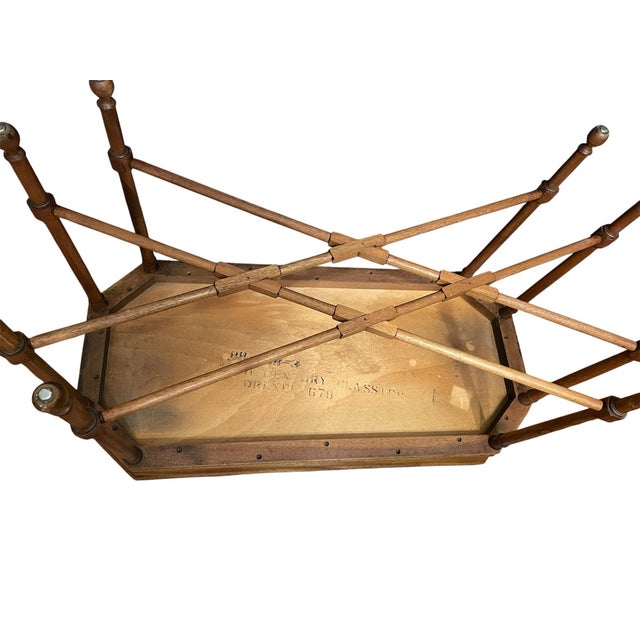 Vintage Drexel Floral Marquetry Inlay Cocktail Coffee Fixed Tray Table For Sale - Image 11 of 12