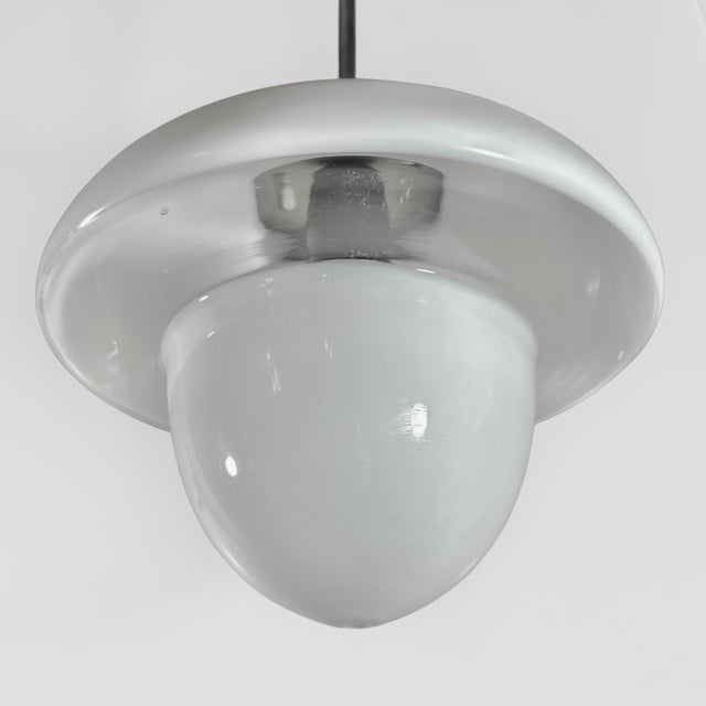 ASEA Vintage Scandinavian Pendant Lamp in Glass and Chrome, Sweden, 1920s For Sale - Image 4 of 14