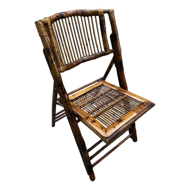 Vintage Tortoiseshell Bamboo Folding Chair 12 Available For Sale