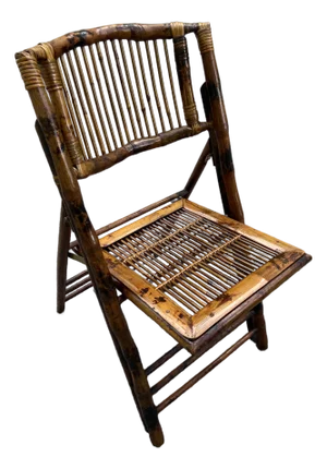 Vintage Tortoiseshell Bamboo Folding Chair 12 Available