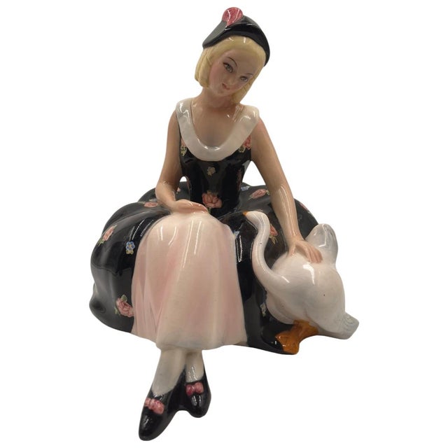Mid-Century Italian Ars Pulchra Torino Large Pottery Figure - Seated Girl With Large Hat For Sale - Image 9 of 11