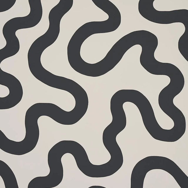 Modern Sample - Schumacher Riley Wallpaper in Soft Black For Sale - Image 3 of 5