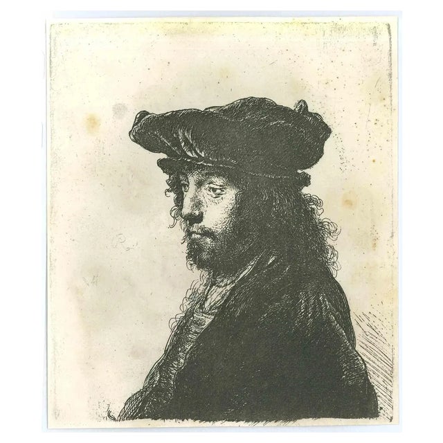 Charles Amand Durand after Rembrandt, The Fourth Oriental Head, Engraving, 19th Century For Sale