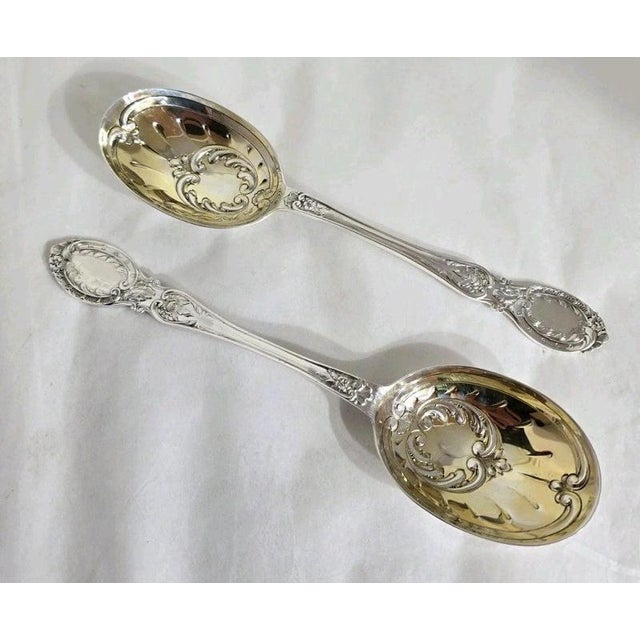 Early 20th Century Antique Sterling Silver Fruit & Berry Serving Spoons, London, 1909 For Sale - Image 5 of 18