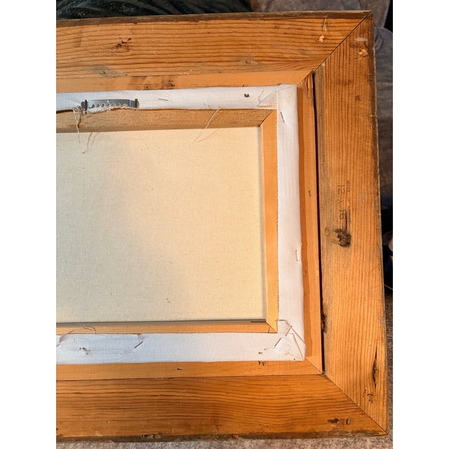 Yellow 1970s Mid-Century Modern Alan Simpson Original Oil Painting in Mexico Wood Frame For Sale - Image 8 of 10