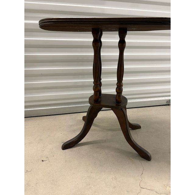 19th Century Victorian Solid Wood Side Table With Four Turned Legs For Sale - Image 9 of 12