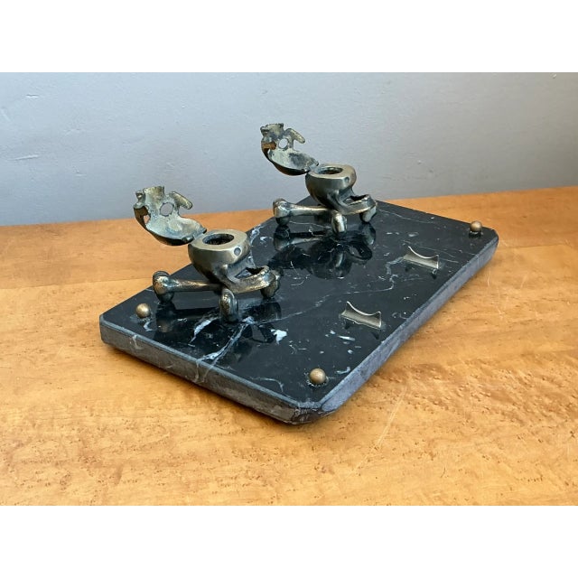 Vintage Brass Skull and Crossbones Inkwell For Sale In West Palm - Image 6 of 12