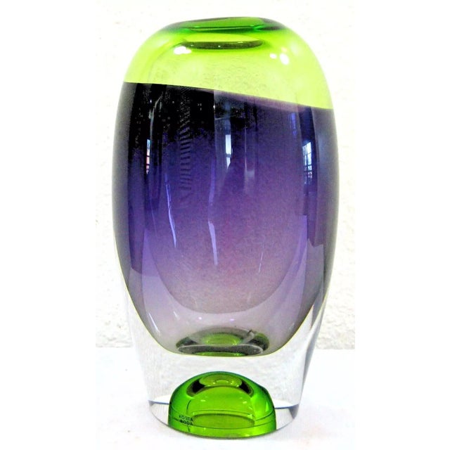 Kosta Boda Signed Göran Wärff Vision Vase Purple/Green by Kosta Boda For Sale - Image 4 of 12