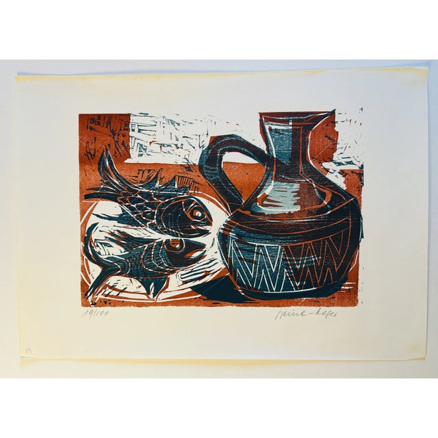 Artist - Maria Beine Hager Title - Still Life Hand Signed in Pencil Year - 1960s / 70s Limited Edition - 19/100 Wood block...