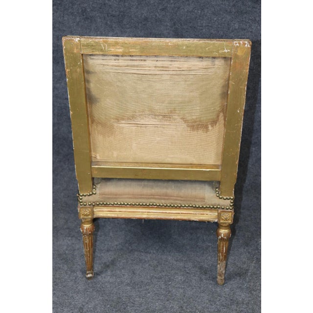 French Single 19th Century French Louis XVI Style Giltwood Aubusson Armchair For Sale - Image 3 of 14