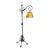 1910s Elaborate Bent Brass and Wrought Iron Spanish Revival Floor Lamp With Golden Mica Shade For Sale