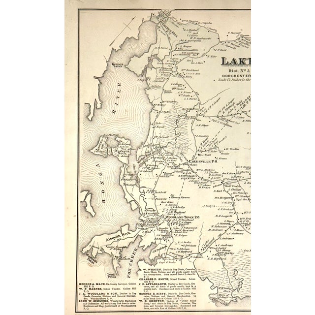 Late 19th Century Lake Dorcester County Maryland Original Map, 1877 For Sale - Image 5 of 5