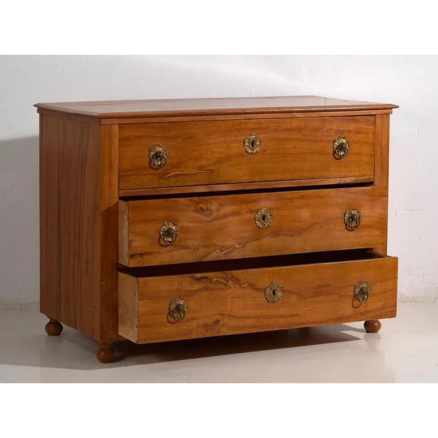 Antique Biedermeier Chest of Drawers with Flower-Shaped Hardware, 1850s For Sale - Image 5 of 11