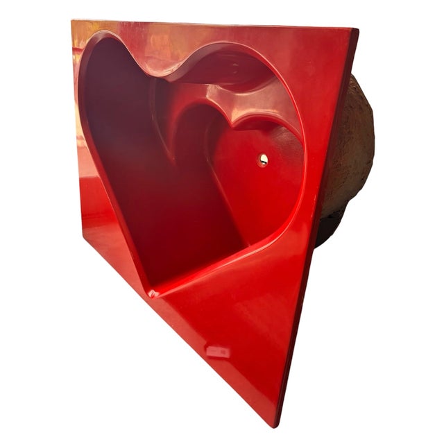 The Ultimate Retro Statement: A Mid-Century Red Fiberglass Heart-Shaped Tub For Sale - Image 4 of 12