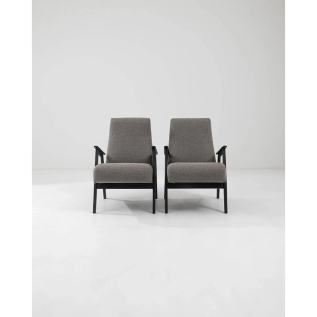 Gray 1960s Czech Grey Upholstered Armchairs, A Pair For Sale - Image 8 of 12