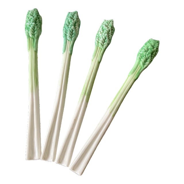 1970s Italian Ceramic Celery Stalk Swizzle Sticks Stirrers Bloody Mary Cocktails For Sale