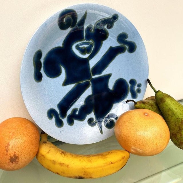 Mid‑Century Modern French Blue Ceramic Dish from Yvonne Gisclard‑Cau, 1960s For Sale - Image 11 of 12