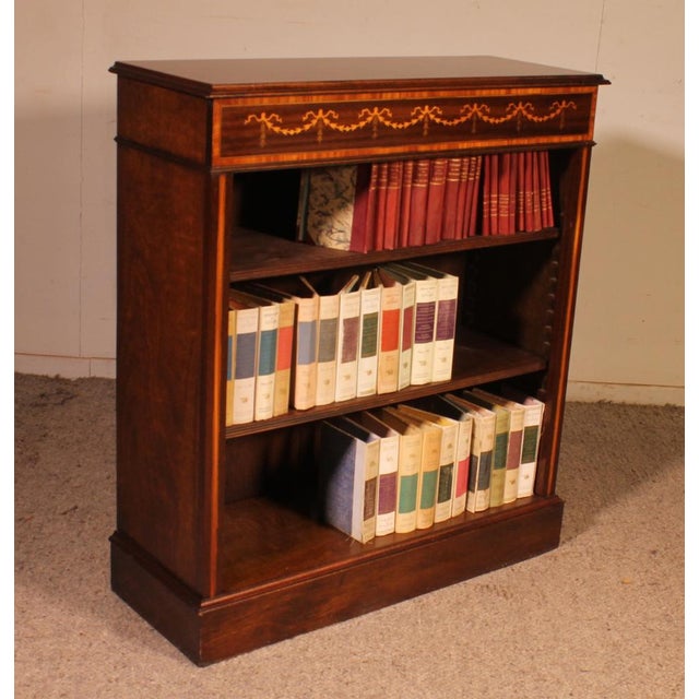 Open Bookcase in Mahogany with Inlays For Sale - Image 6 of 13