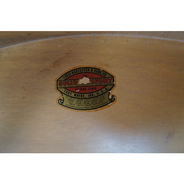 Wood Mid 20th Century Louis Rastetter & Sons 'The Solid Kumfort' Red Leather Folding Chair For Sale - Image 7 of 15