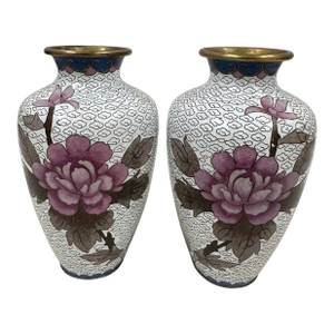 Vintage Chinese Hand-Crafted Cloisonne Vases - A Pair