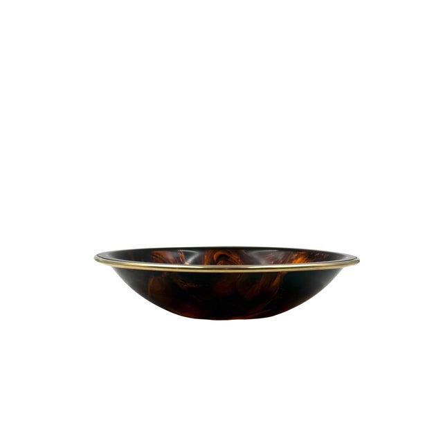 Hollywood Regency Brass and Tortoiseshell Acrylic Bowl, 1970s For Sale - Image 11 of 11