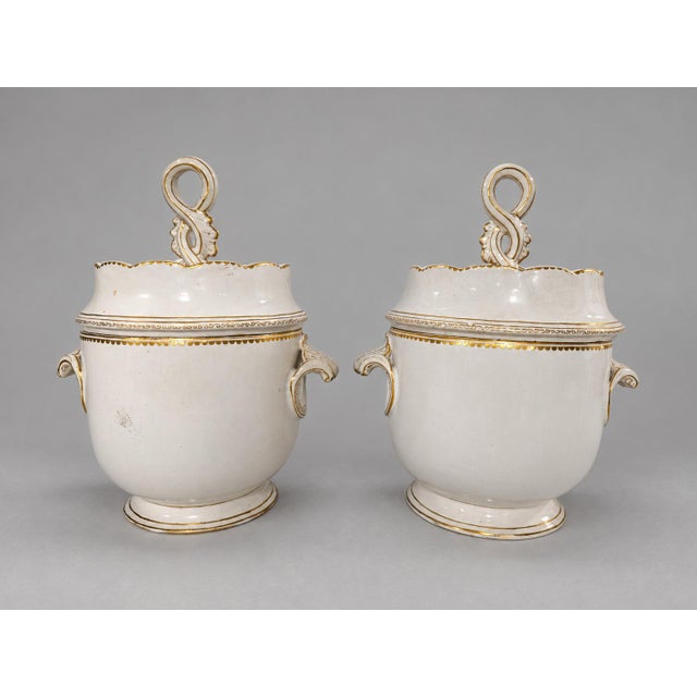 Pair, French Old Paris Style Gilt Porcelain Fruit Coolers or Ice Pails 19th C. For Sale In Providence - Image 6 of 9