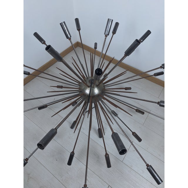Sputnik 40-Light Chandelier in Burnished Chrome with Punches from Stilnovo, 1960s For Sale - Image 11 of 13