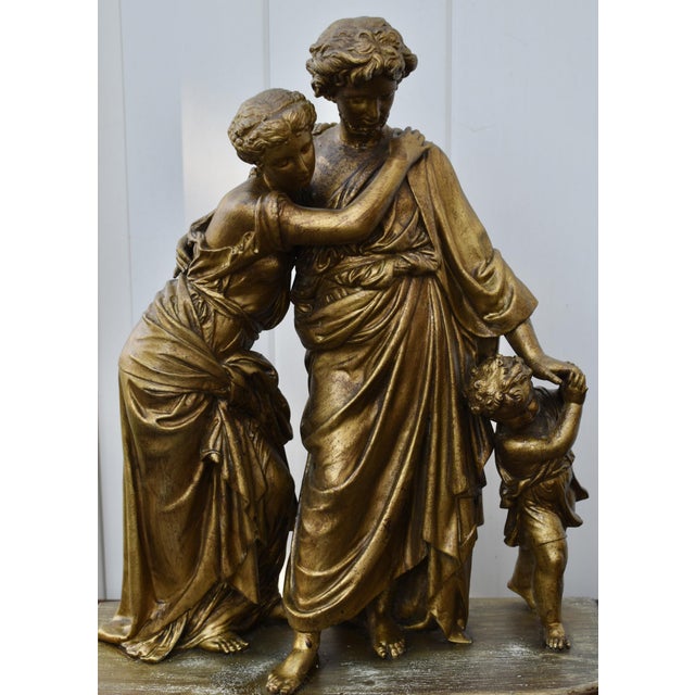 Antique 19thC Neoclassical Gilt Spelter Figural Group Statue Moreau Era For Sale - Image 13 of 15