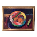 Mid 20th Century Post -Impressionist Still Life Fruit in the Bowl Painting on Canvas by B. Innes For Sale